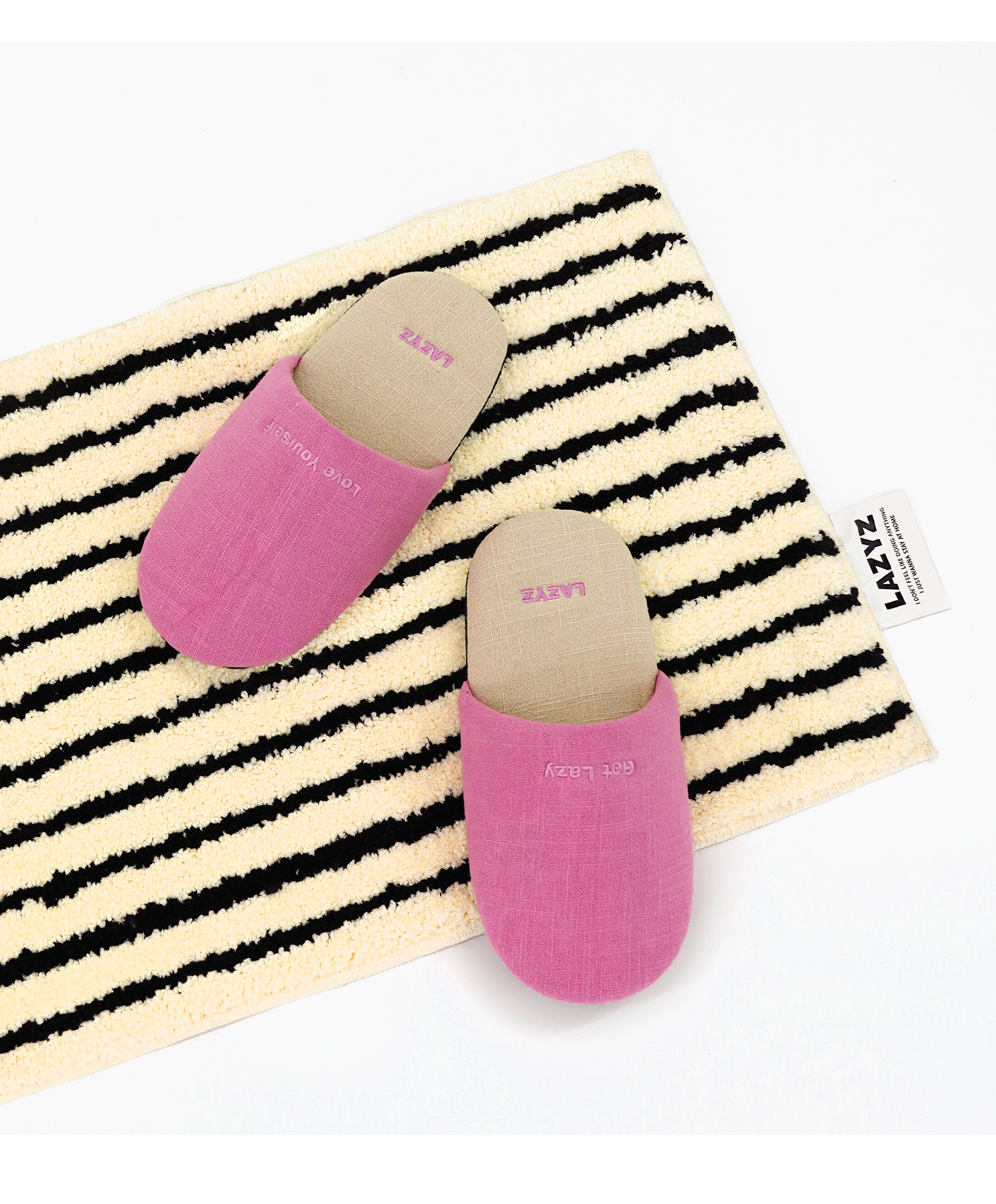 Linen Colorblock Room Shoes 3 Colors - LAZYZ